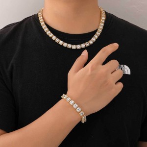 10mm Hip Hop Zirconia Ice Sugar Chain Brass Necklace