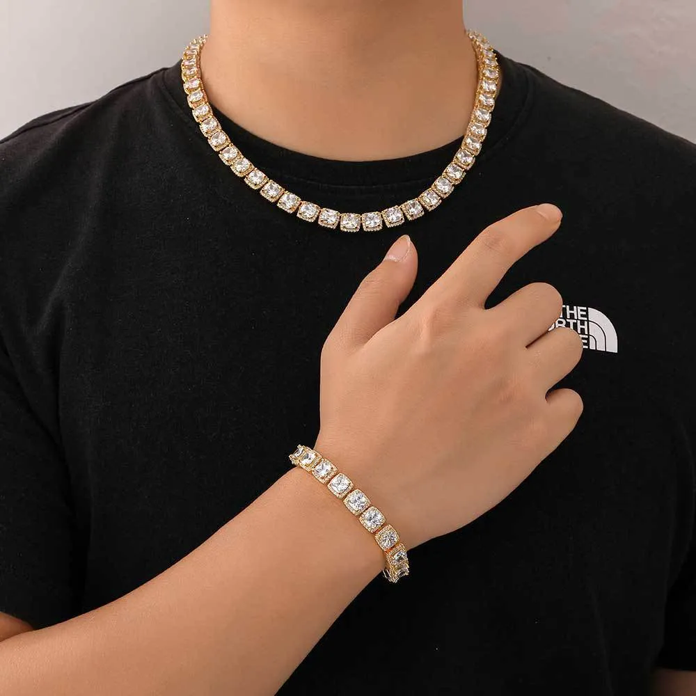 10mm Hip Hop Zirconia Ice Sugar Chain Brass Necklace - image2