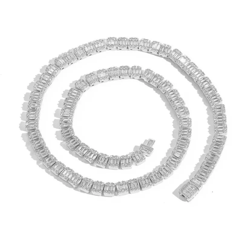 8mm Mixed Zirconia Ice Sugar Chain Brass Necklace