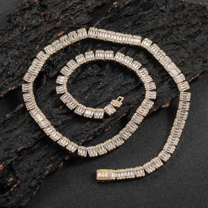 8mm Mixed Zirconia Ice Sugar Chain Brass Necklace