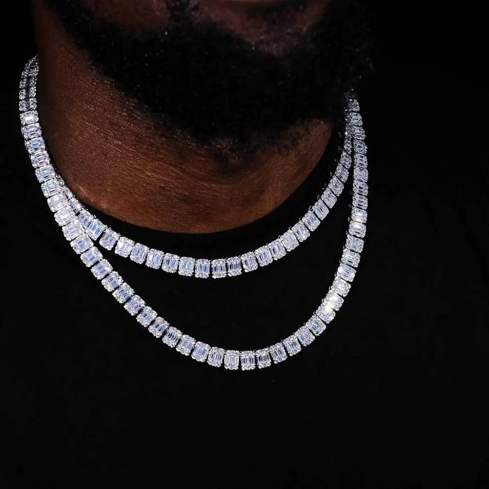 8mm Mixed Zirconia Ice Sugar Chain Brass Necklace - image2