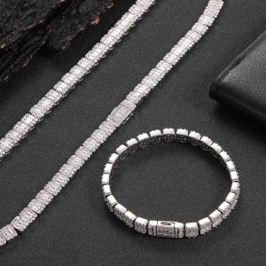 8mm Mixed Zirconia Ice Sugar Chain Brass Necklace