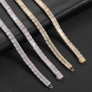 8mm Mixed Zirconia Ice Sugar Chain Brass Necklace