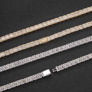 8mm Mixed Zirconia Ice Sugar Chain Brass Necklace