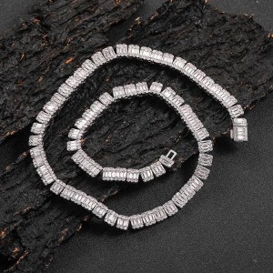 8mm Mixed Zirconia Ice Sugar Chain Brass Necklace