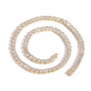 8mm Mixed Zirconia Ice Sugar Chain Brass Necklace