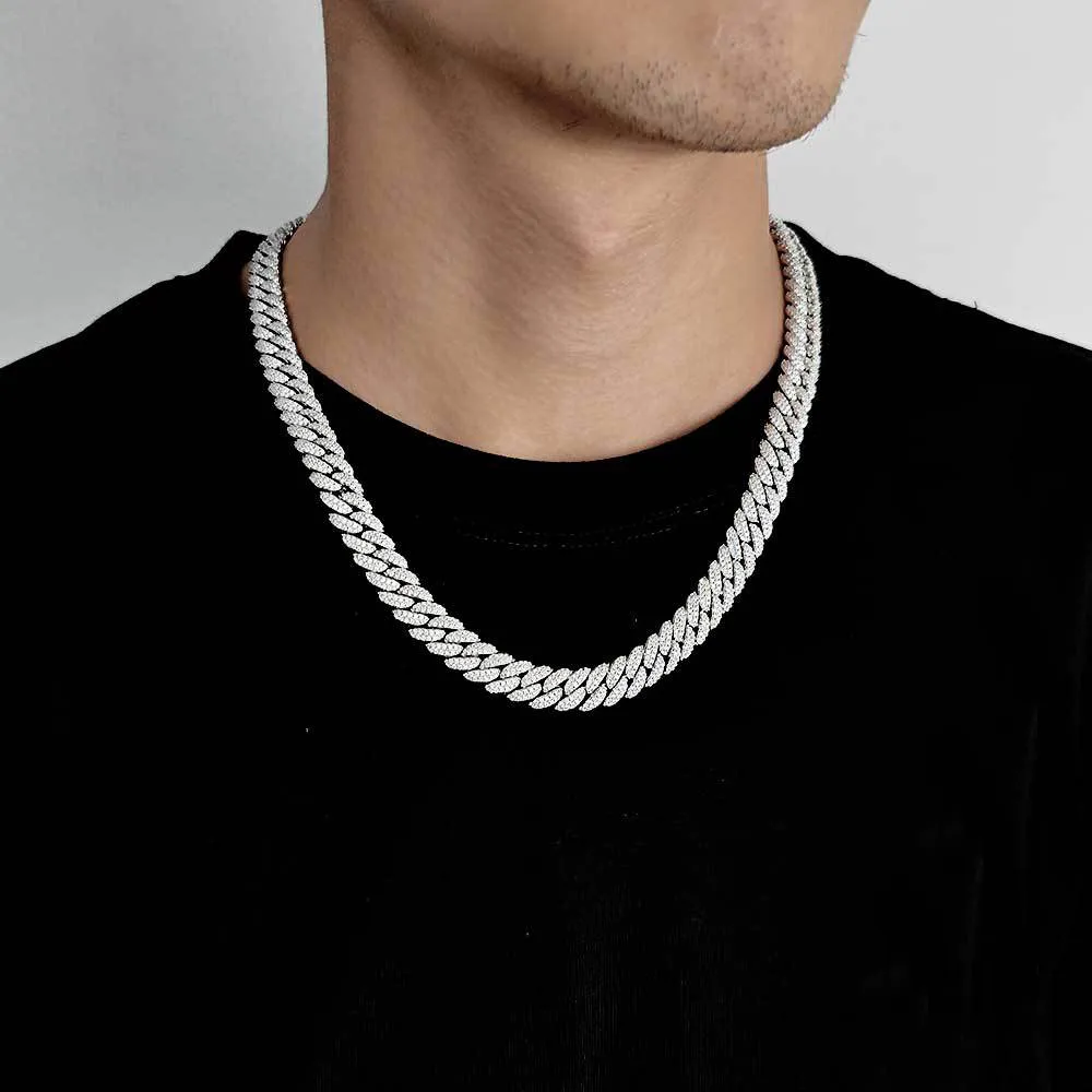 10mm Zirconia Bubble Cuban Chain Brass Necklace - image1