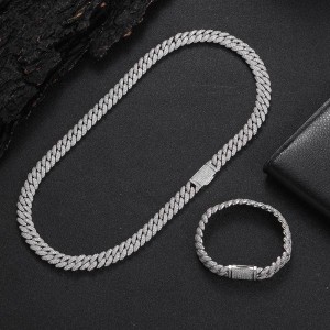 10mm Zirconia Bubble Cuban Chain Brass Necklace