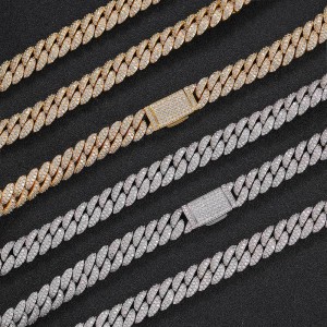 10mm Zirconia Bubble Cuban Chain Brass Necklace