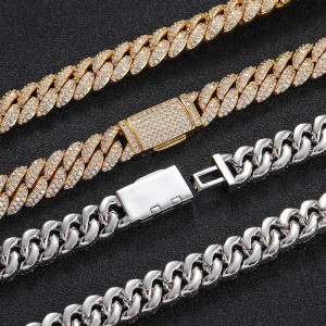 10mm Zirconia Bubble Cuban Chain Brass Necklace