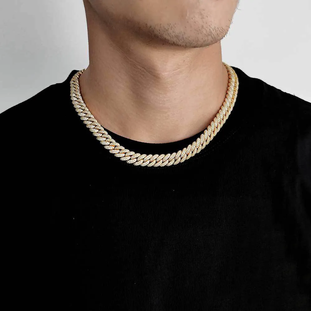 10mm Zirconia Bubble Cuban Chain Brass Necklace - image2
