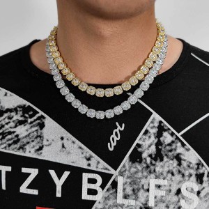 10mm Zirconia Heart Chain Ice Sugar Brass Necklace