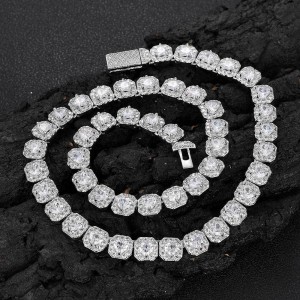 10mm Zirconia Heart Chain Ice Sugar Brass Necklace