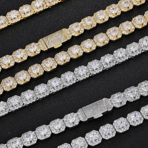 10mm Zirconia Heart Chain Ice Sugar Brass Necklace