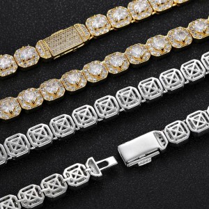 10mm Zirconia Heart Chain Ice Sugar Brass Necklace