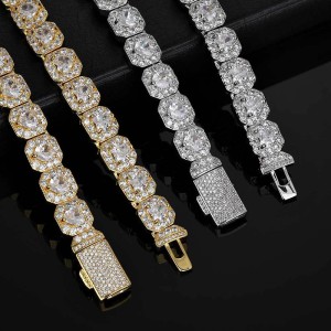 10mm Zirconia Heart Chain Ice Sugar Brass Necklace