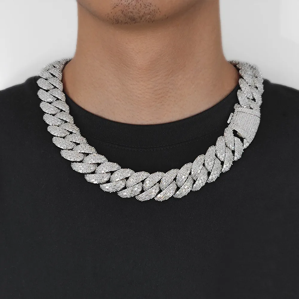 24mm T-Shape Zirconia Bubble Cuban Chain Brass Necklace - image1
