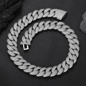24mm Sparkle Zirconia Bubble Cuban Chain Brass Necklace