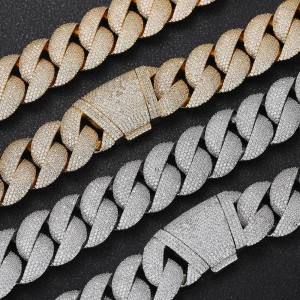24mm Sparkle Zirconia Bubble Cuban Chain Brass Necklace