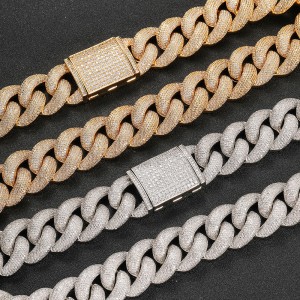 24mm Sparkle Zirconia Bubble Cuban Chain Brass Necklace