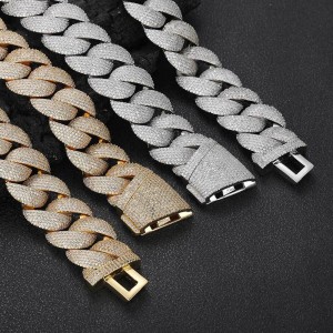 24mm Sparkle Zirconia Bubble Cuban Chain Brass Necklace