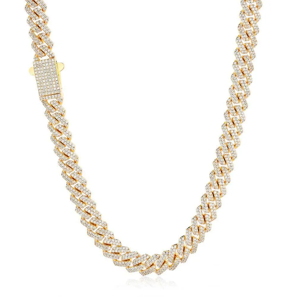 8mm Zirconia Rhombus Cuban Chain Brass Necklace