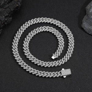 8mm Zirconia Rhombus Cuban Chain Brass Necklace