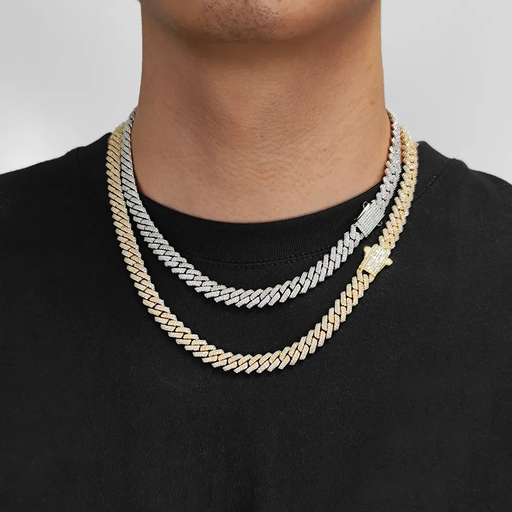 8mm Zirconia Rhombus Cuban Chain Brass Necklace - image1
