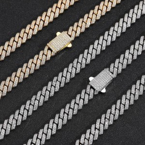 8mm Zirconia Rhombus Cuban Chain Brass Necklace