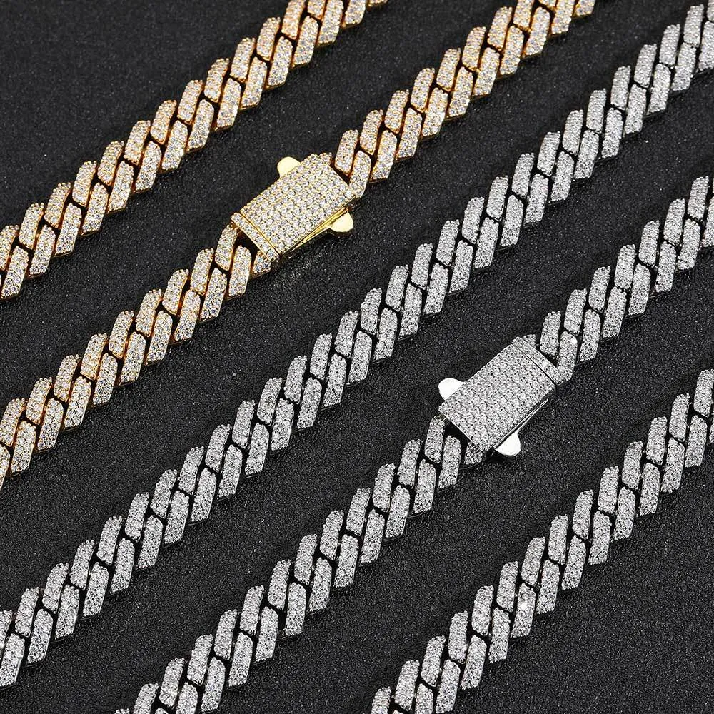 8mm Zirconia Rhombus Cuban Chain Brass Necklace - image2