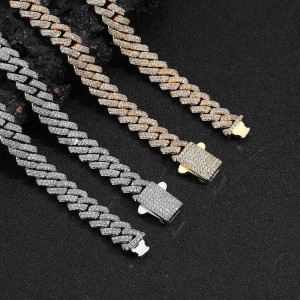 8mm Zirconia Rhombus Cuban Chain Brass Necklace