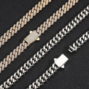 8mm Zirconia Rhombus Cuban Chain Brass Necklace