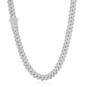 8mm Zirconia Rhombus Cuban Chain Brass Necklace