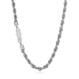 6mm Zirconia Rope Chain Stainless Steel Necklace