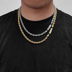 6mm Zirconia Rope Chain Stainless Steel Necklace