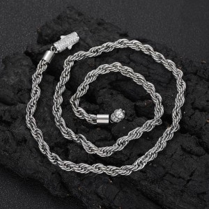 6mm Zirconia Rope Chain Stainless Steel Necklace