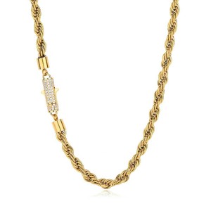 6mm Zirconia Rope Chain Stainless Steel Necklace