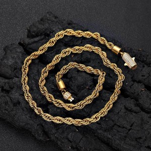 6mm Zirconia Rope Chain Stainless Steel Necklace