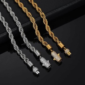 6mm Zirconia Rope Chain Stainless Steel Necklace