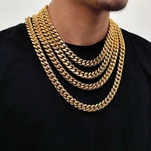 10mm/12mm Zirconia Cuban Chain Stainless Steel Necklace