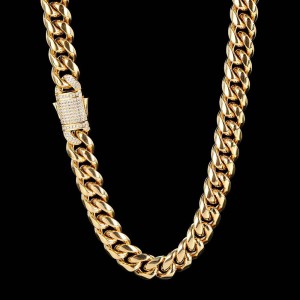 10mm/12mm Zirconia Cuban Chain Stainless Steel Necklace