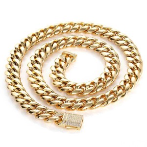 10mm/12mm Zirconia Cuban Chain Stainless Steel Necklace