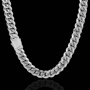 10mm/12mm Zirconia Cuban Chain Stainless Steel Necklace
