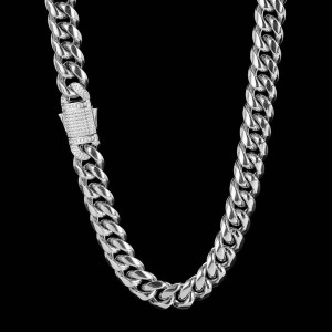 10mm/12mm Zirconia Cuban Chain Stainless Steel Necklace