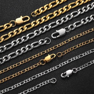 3mm/4mm/5mm/6mm Figaro Chain Stainless Steel Necklace