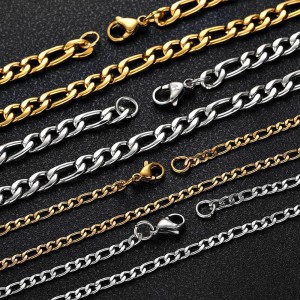 3mm/4mm/5mm/6mm Figaro Chain Stainless Steel Men Necklace