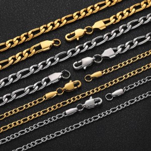 3mm/4mm/5mm/6mm Stainless Steel Figaro Chain Necklace