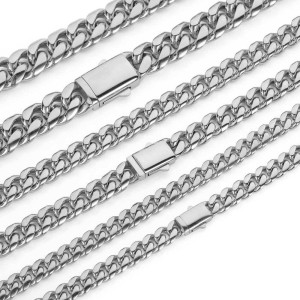 8mm/10mm/12mm/14mm Hip Hop Cuban Chain Stainless Steel Necklace