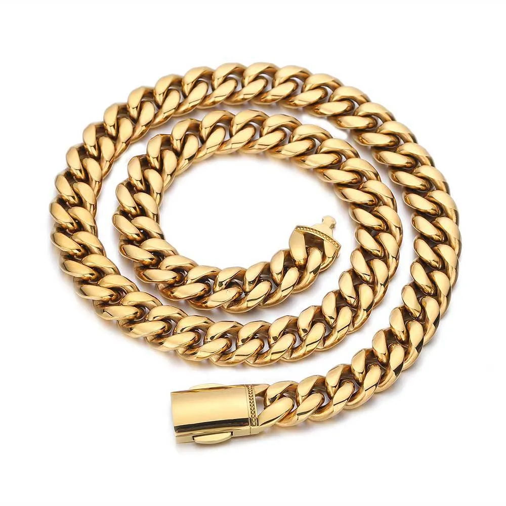 12mm Hip Hop Cuban Chain Stainless Steel Necklace