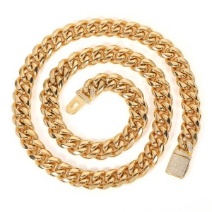 12mm Polished Round Cuban Chain Stainless Steel Necklace